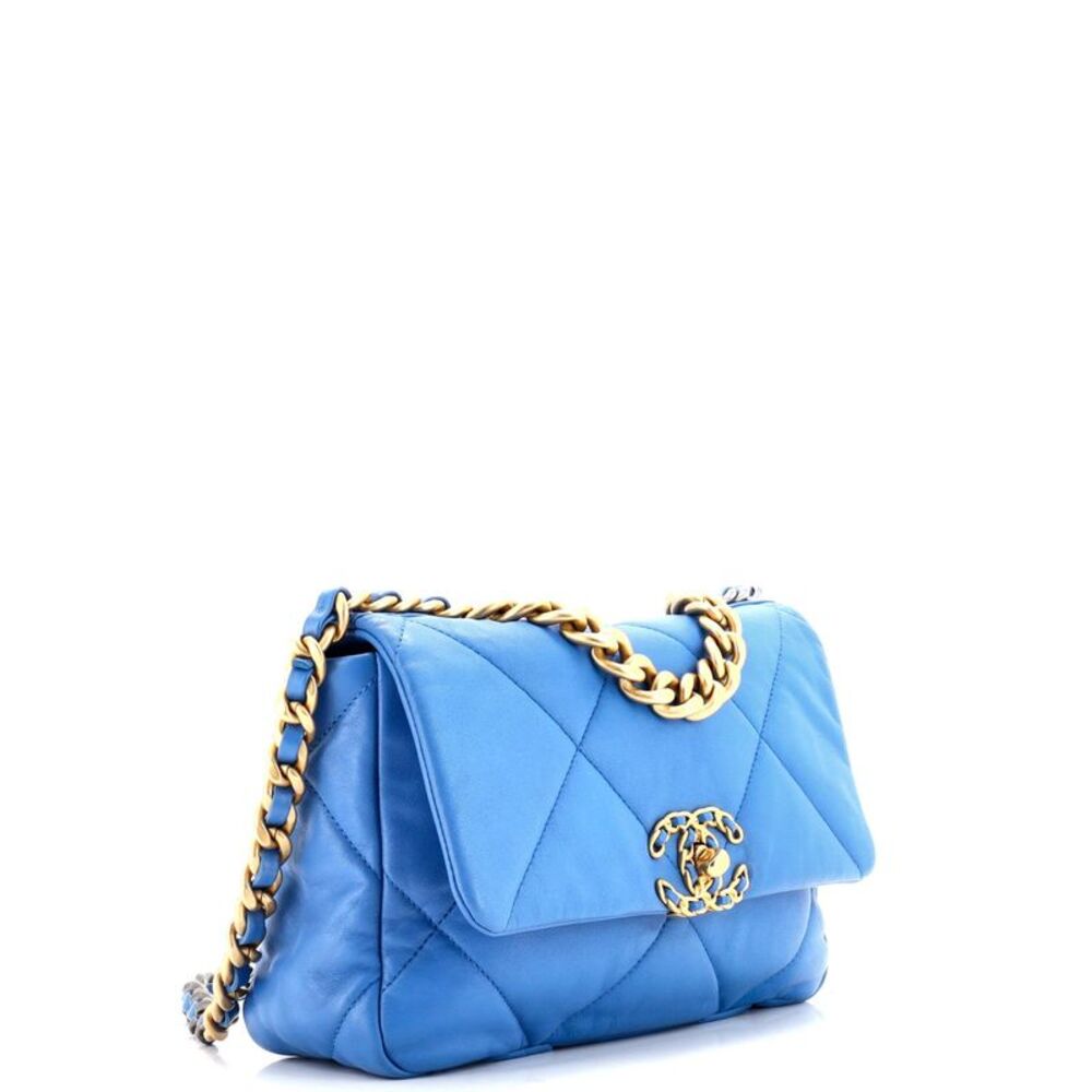 Chanel 19 Flap Bag Quilted Leather Medium Blue - Picture 3 of 7